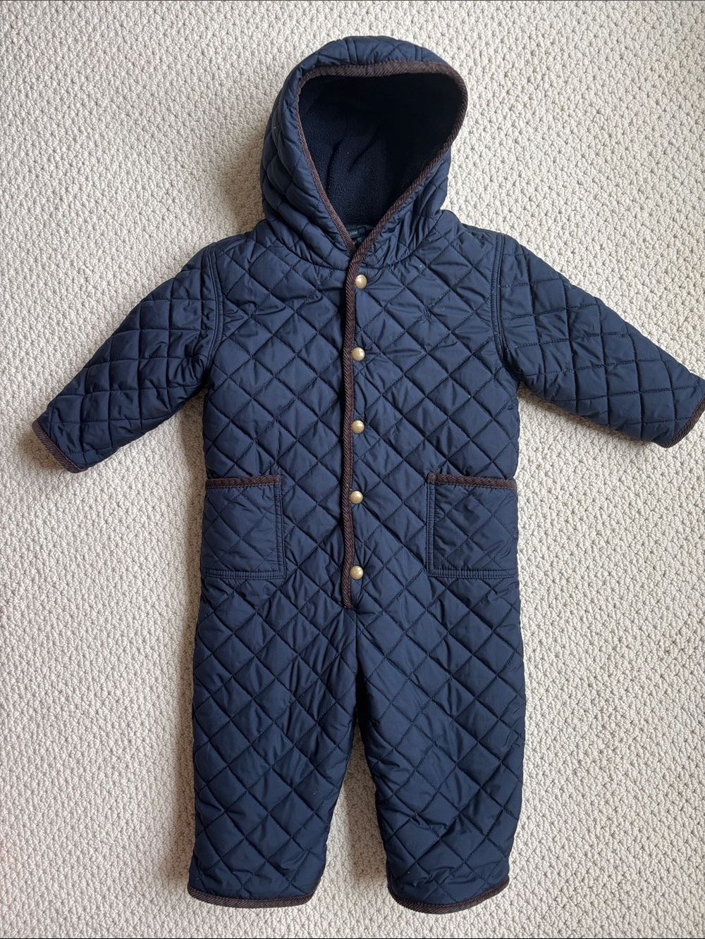 Polo by Ralph Lauren Navy Quilted Hooded Footless Bunting